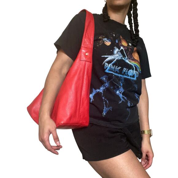 Vintage BCBGMaxazria Red Leather Boho Bag - Picture 1 of 7